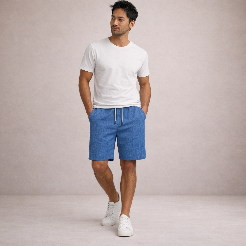 Salvatore Men’s Textured Drawstring Shorts with Relaxed Tailored Fit
