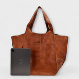 Women's Oversized Vegan Leather Tote Shoulder Bag with Front Pocket for Work, Shopping and Travel