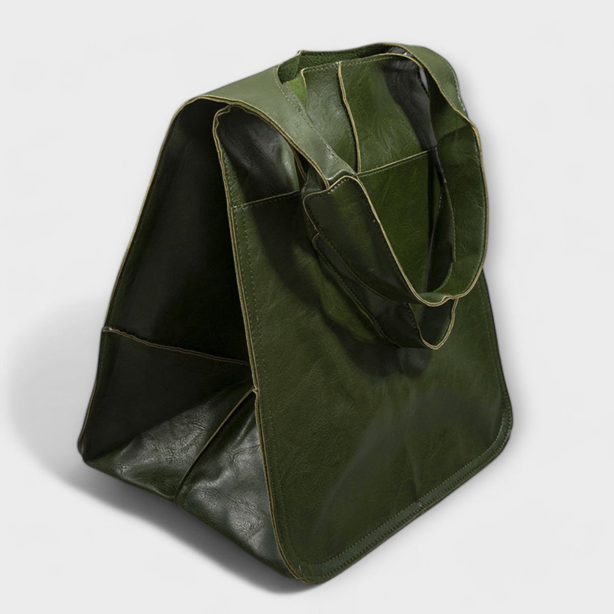 Women's Oversized Vegan Leather Tote Shoulder Bag with Front Pocket for Work, Shopping and Travel