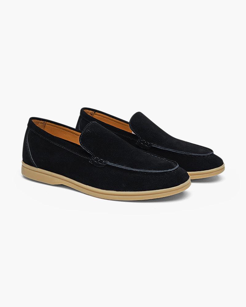 Alessandro Men’s Classic Suede-Style Slip-On Loafers with Moc-Toe Stitching