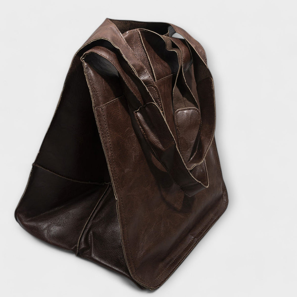Women's Oversized Vegan Leather Tote Shoulder Bag with Front Pocket for Work, Shopping and Travel