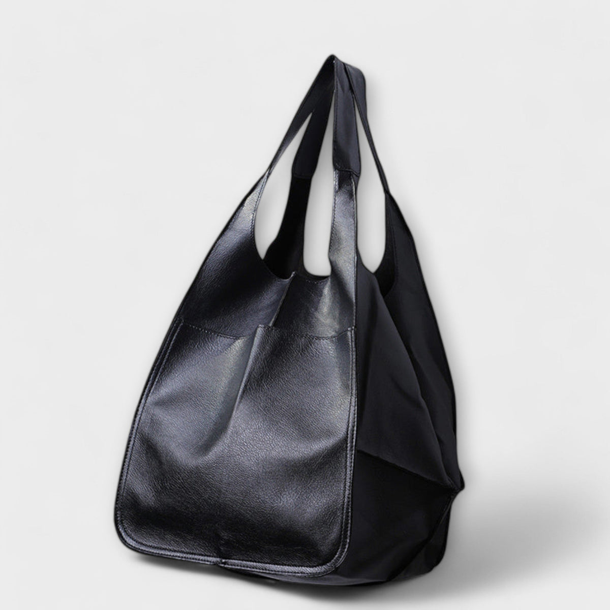 Women's Oversized Vegan Leather Tote Shoulder Bag with Front Pocket for Work, Shopping and Travel