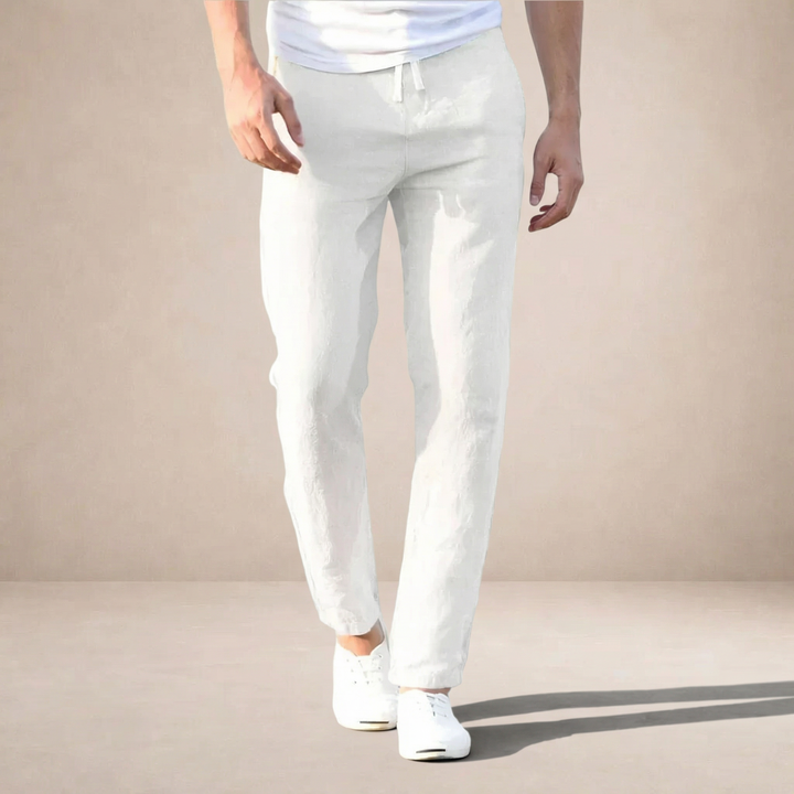 Massimo Men’s Lightweight Textured Drawstring Trousers with Relaxed Tapered Fit