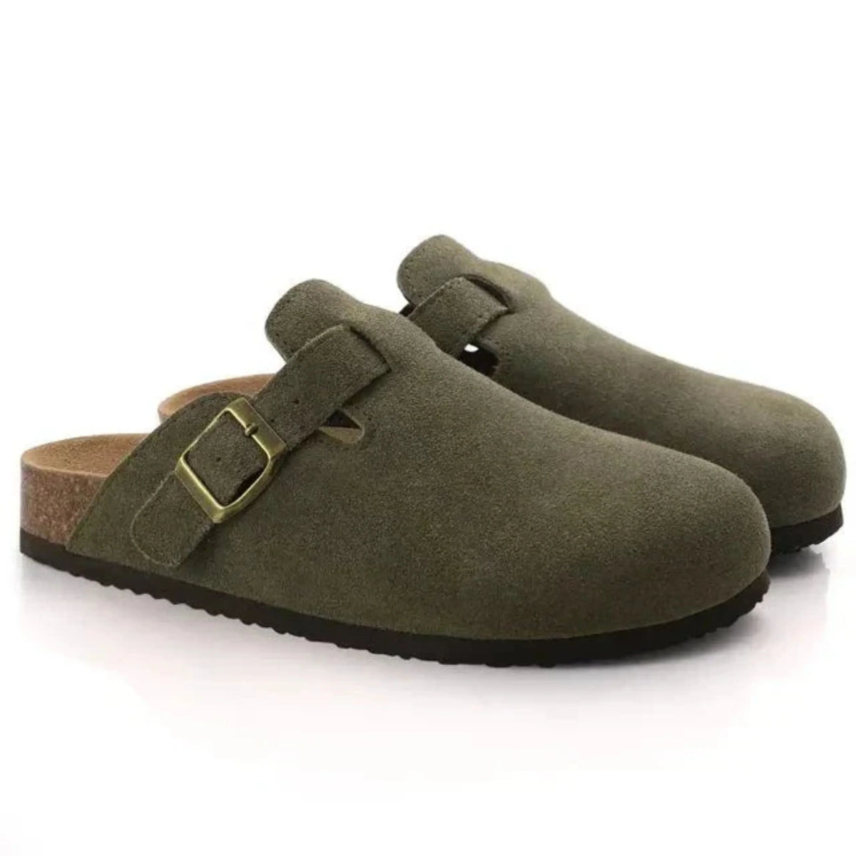 Sebastian Men’s Classic Suede-Style Buckle Clogs with Slip-On Design