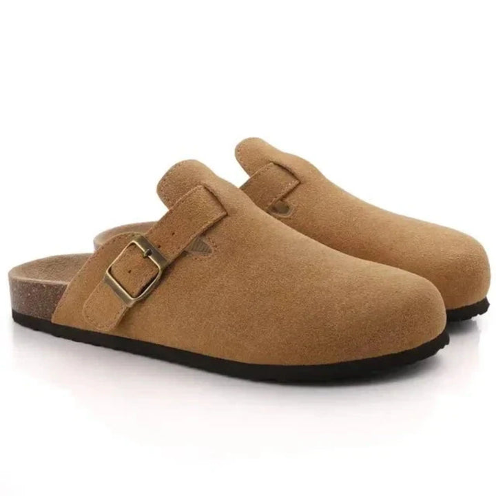 Sebastian Men’s Classic Suede-Style Buckle Clogs with Slip-On Design