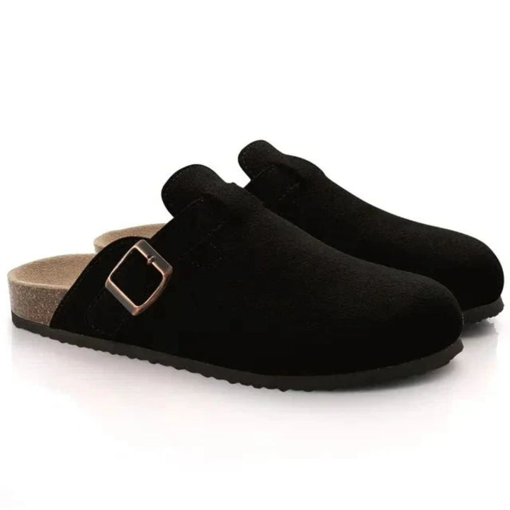 Sebastian Men’s Classic Suede-Style Buckle Clogs with Slip-On Design