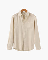 Marco Men’s Classic Linen Long Sleeve Button-Up Shirt with Chest Pocket