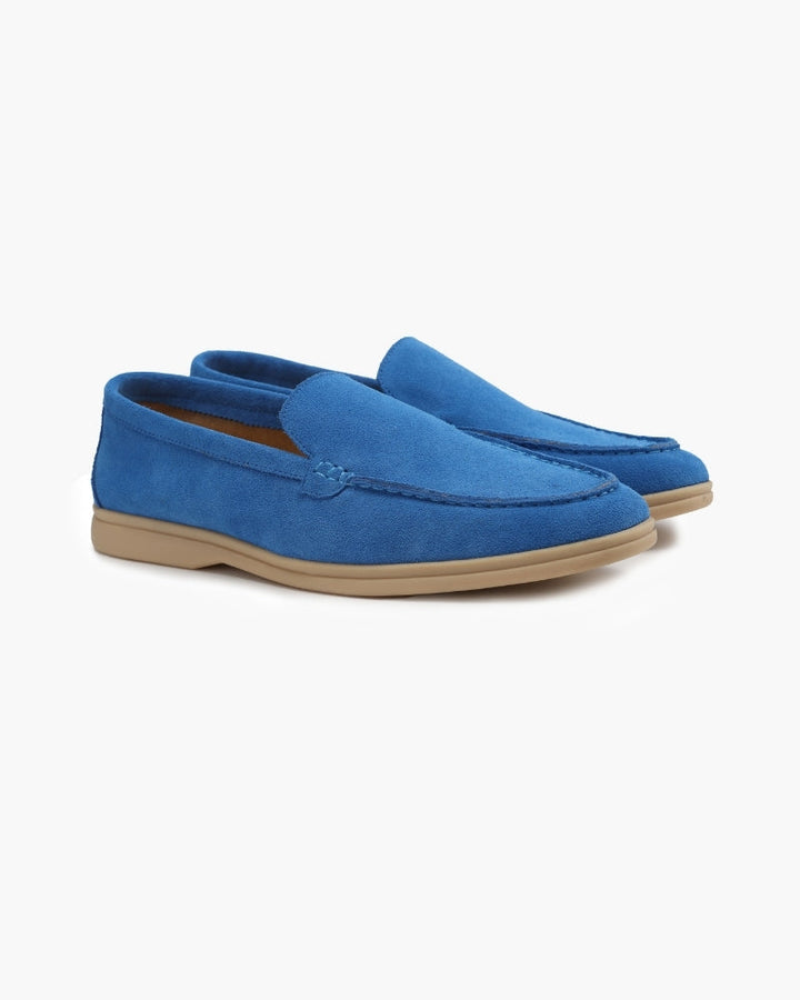 Alessandro Men’s Classic Suede-Style Slip-On Loafers with Moc-Toe Stitching