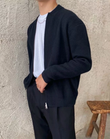 Men's Ribbed Cardigan with Zip and Comfortable Fit