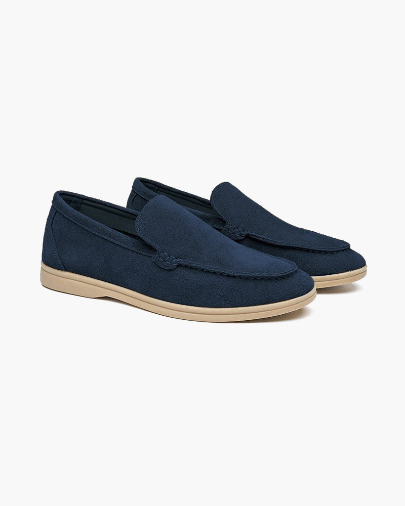 Alessandro Men’s Classic Suede-Style Slip-On Loafers with Moc-Toe Stitching