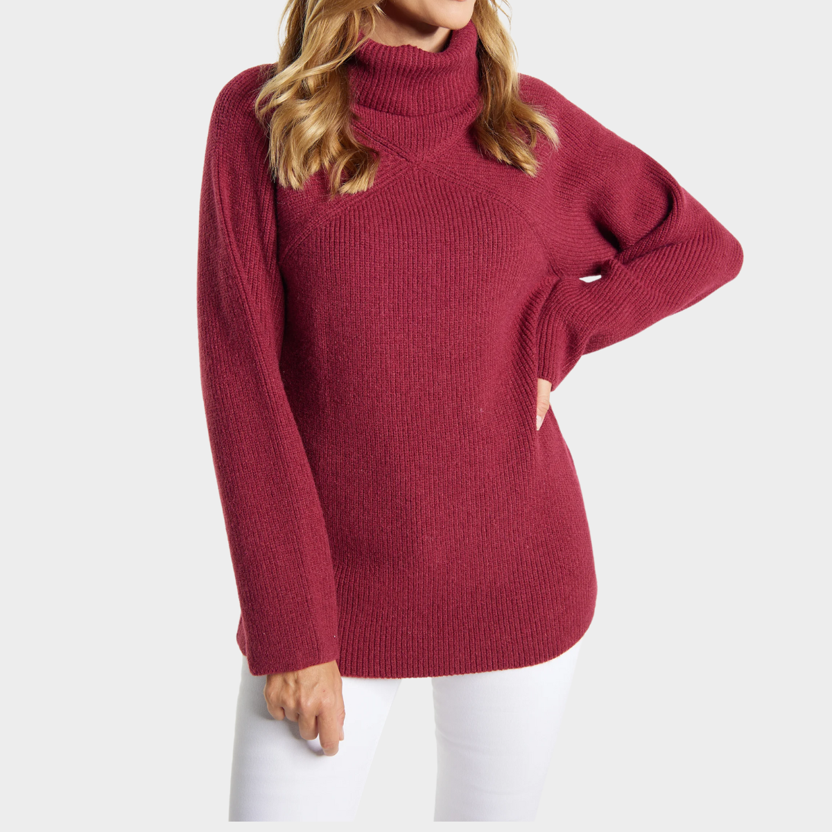 Women's Ribbed Knit Sweater with Turtleneck Long Sleeves Relaxed Oversized Style