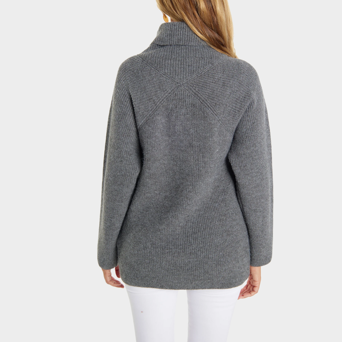 Women's Ribbed Knit Sweater with Turtleneck Long Sleeves Relaxed Oversized Style