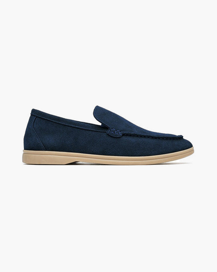 Alessandro Men’s Classic Suede-Style Slip-On Loafers with Moc-Toe Stitching