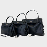 Women's Soft Leather Top Handle Handbag with Flap and Turn-Lock Closure