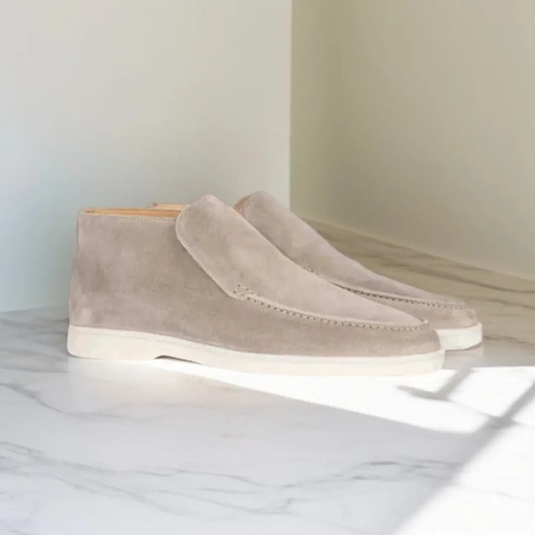 Men's Suede High-Top Loafers with Slip-On Design