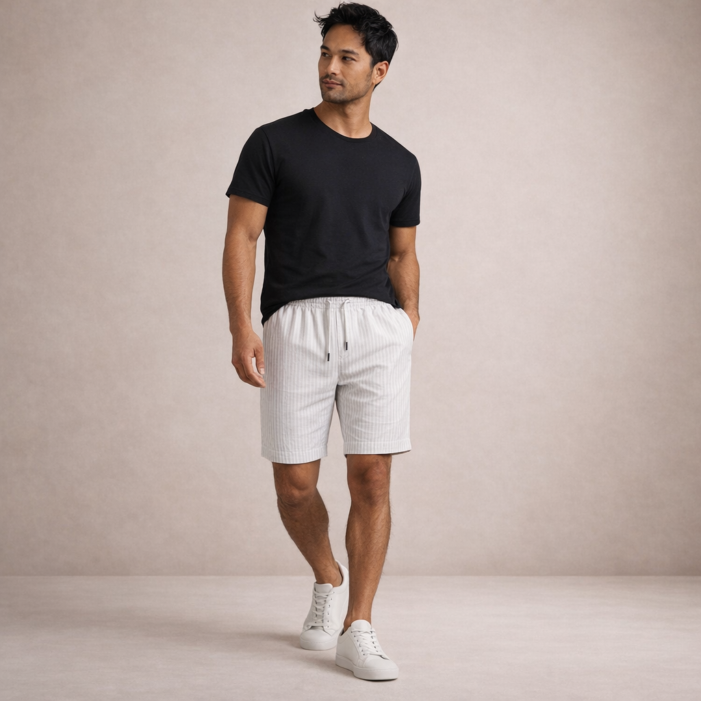 Salvatore Men’s Textured Drawstring Shorts with Relaxed Tailored Fit