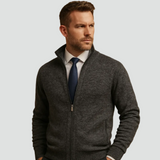 Men's Knitted Zip Cardigan with Standing Collar