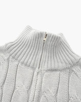 Lorenzo Men’s Classic Cable Knit Quarter-Zip Jumper with Ribbed Collar