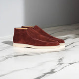 Men's Suede High-Top Loafers with Slip-On Design