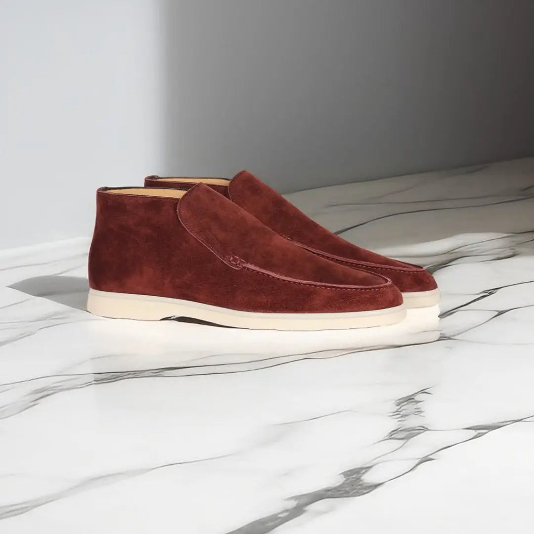 Men's Suede High-Top Loafers with Slip-On Design