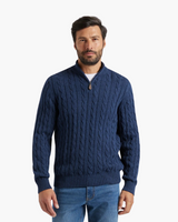 Lorenzo Men’s Classic Cable Knit Quarter-Zip Jumper with Ribbed Collar