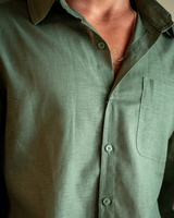 Marco Men’s Classic Linen Long Sleeve Button-Up Shirt with Chest Pocket
