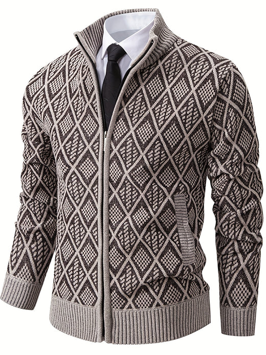 Men's Geometric Knit Cardigan