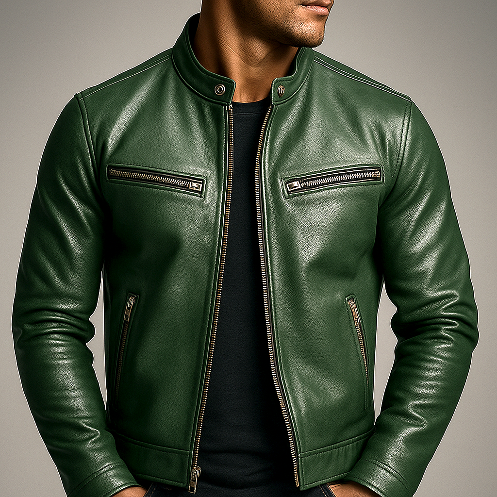 Men's Slim Fit Jacket with Zip for Autumn