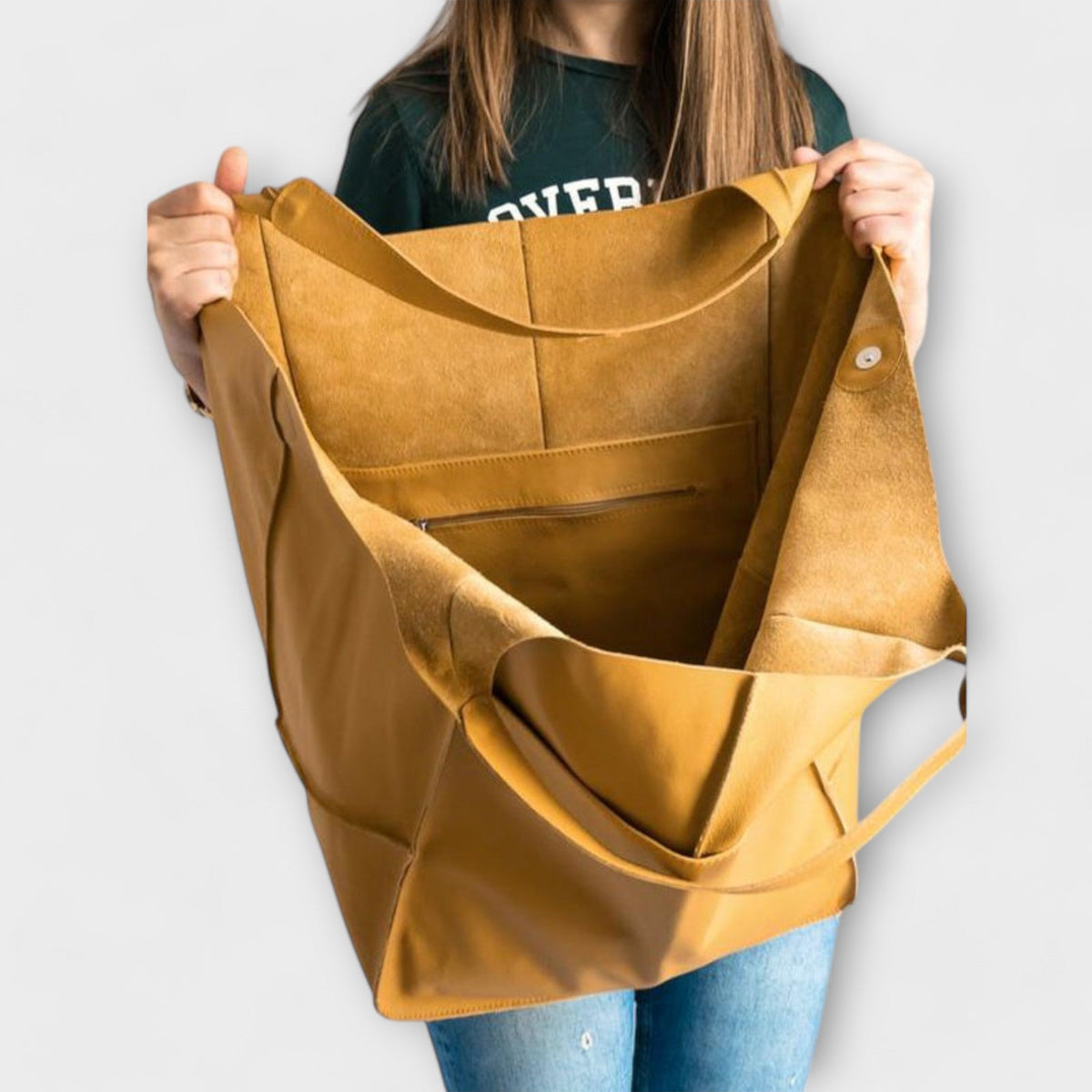 Women's Oversized Vegan Leather Tote Shoulder Bag with Front Pocket for Work, Shopping and Travel
