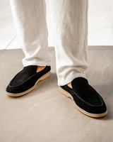 Alessandro Men’s Classic Suede-Style Slip-On Loafers with Moc-Toe Stitching