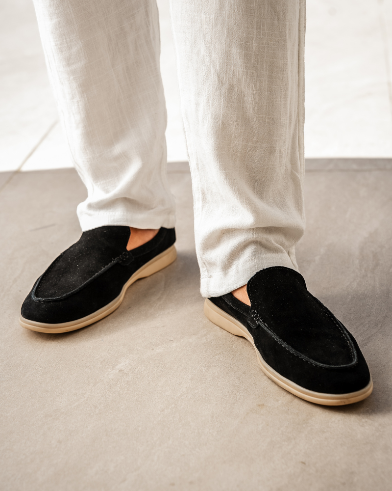 Alessandro Men’s Classic Suede-Style Slip-On Loafers with Moc-Toe Stitching