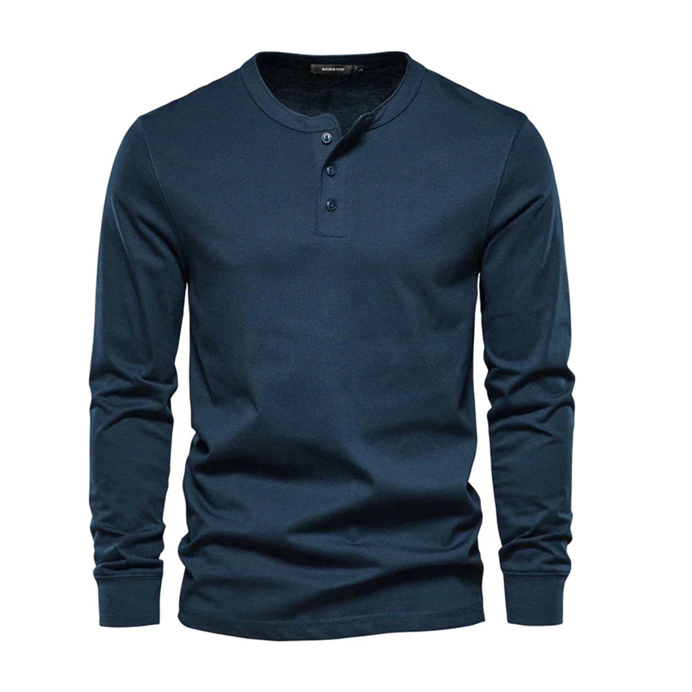 Men's Long-Sleeve Henley Shirt with Comfortable Fit