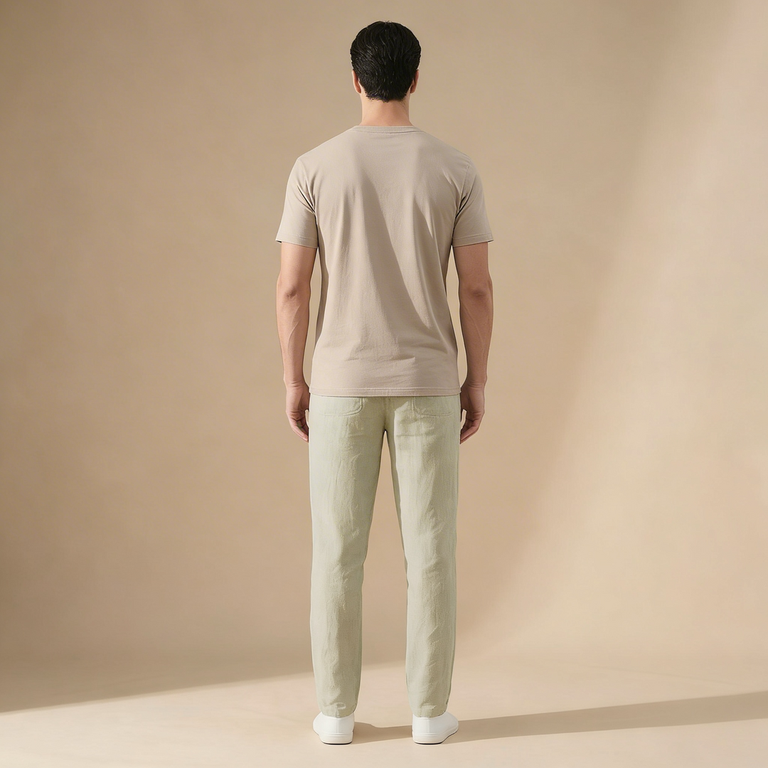 Massimo Men’s Lightweight Textured Drawstring Trousers with Relaxed Tapered Fit