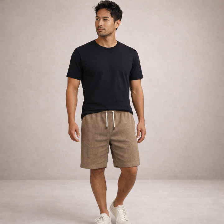 Salvatore Men’s Textured Drawstring Shorts with Relaxed Tailored Fit