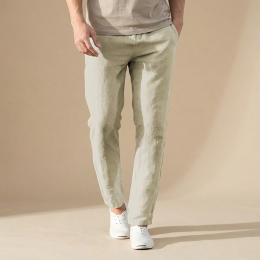 Massimo Men’s Lightweight Textured Drawstring Trousers with Relaxed Tapered Fit