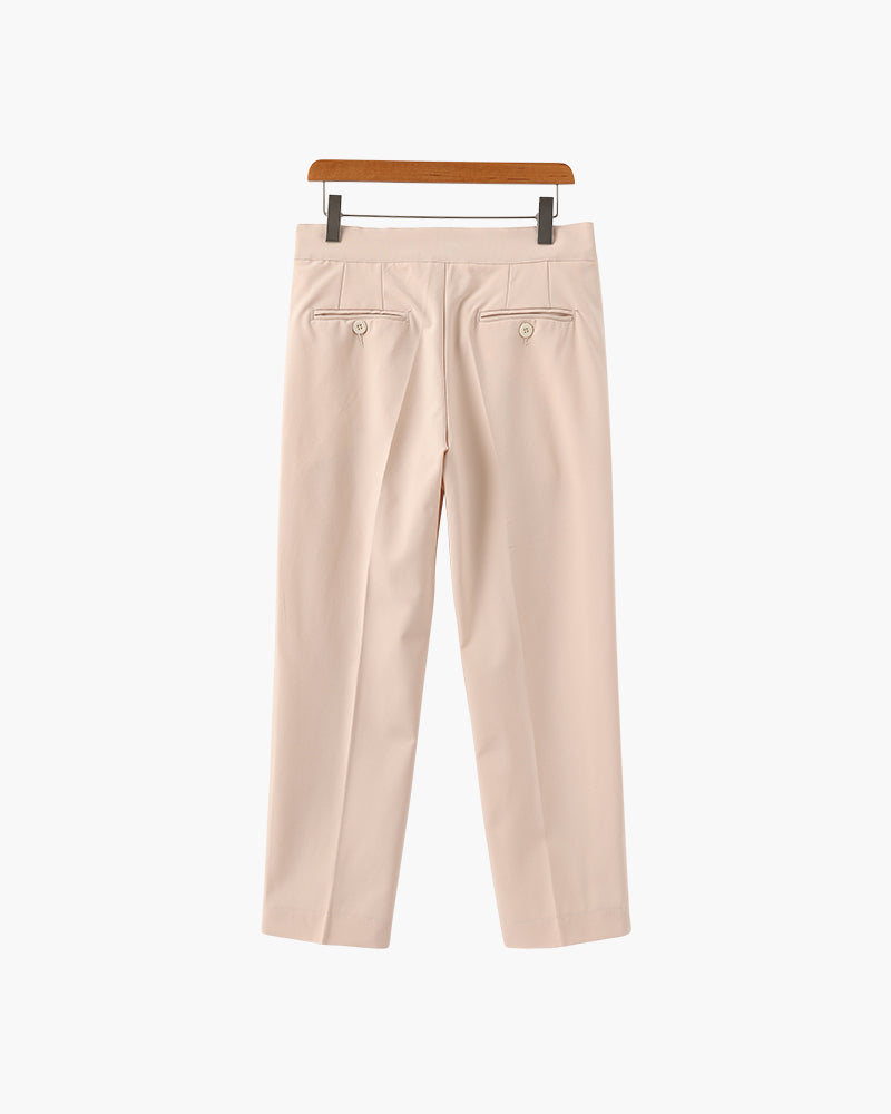 Men's High Waist Trousers Wide Leg Smart Casual