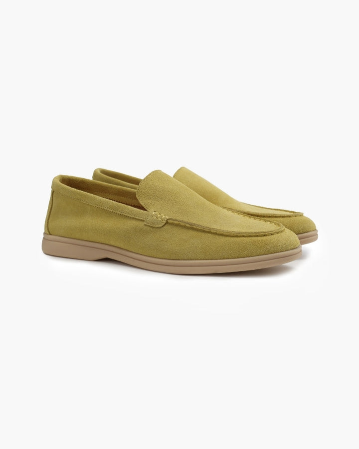 Alessandro Men’s Classic Suede-Style Slip-On Loafers with Moc-Toe Stitching