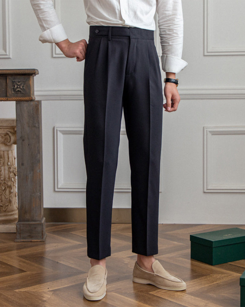 Men's High Waist Trousers Wide Leg Smart Casual