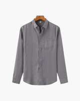 Marco Men’s Classic Linen Long Sleeve Button-Up Shirt with Chest Pocket