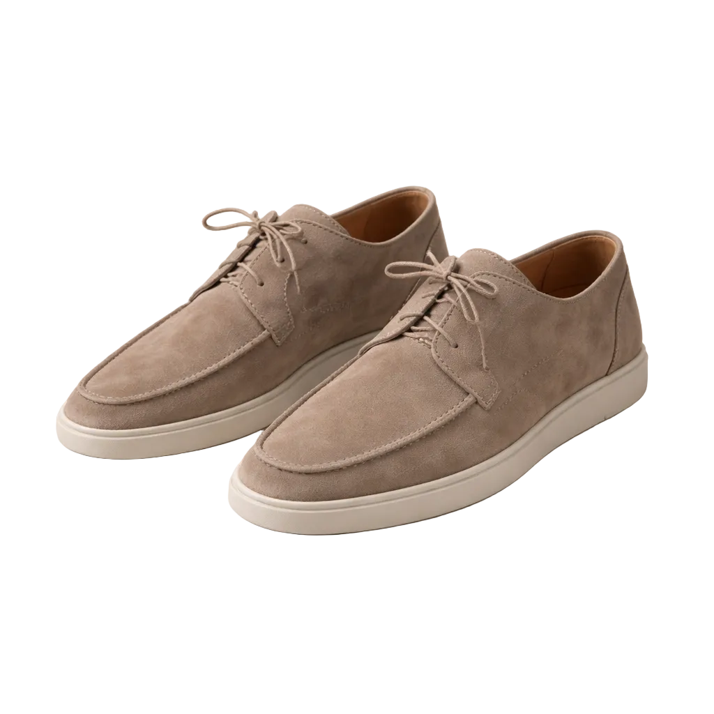 Leonardo Men’s Classic Suede-Style Loafers Lace-Up Shoes with Moc-Toe Detailing and Casual Sole
