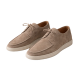 Leonardo Men’s Classic Suede-Style Loafers Lace-Up Shoes with Moc-Toe Detailing and Casual Sole