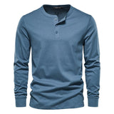 Men's Long-Sleeve Henley Shirt with Comfortable Fit