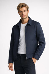 Men's Slim Fit Mid-Season Jacket with Zip and Classic Collar