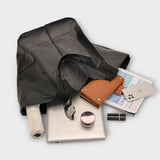 Women's Oversized Vegan Leather Tote Shoulder Bag with Front Pocket for Work, Shopping and Travel