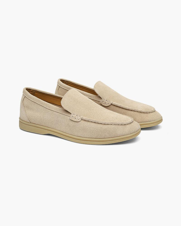 Alessandro Men’s Classic Suede-Style Slip-On Loafers with Moc-Toe Stitching