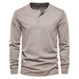 Men's Long-Sleeve Henley Shirt with Comfortable Fit
