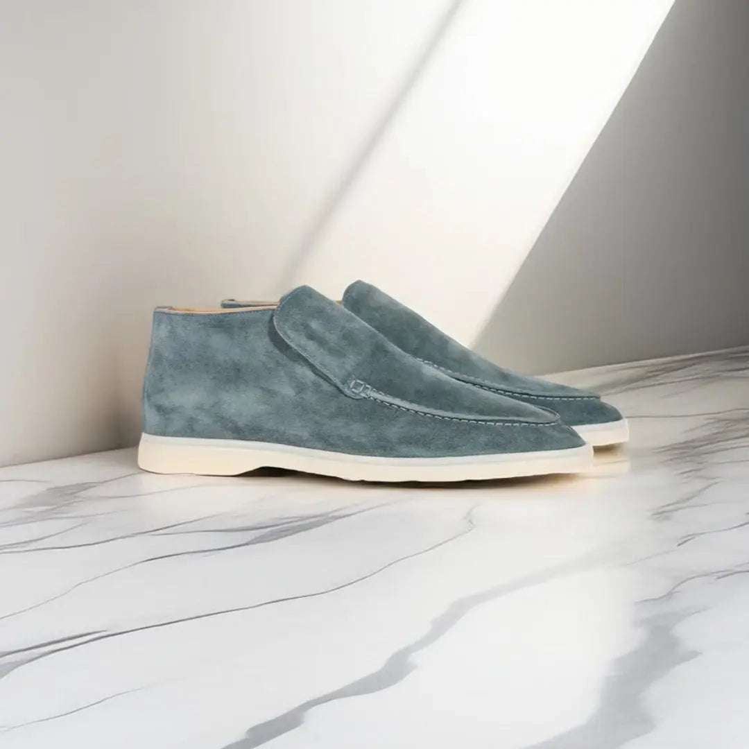 Men's Suede High-Top Loafers with Slip-On Design