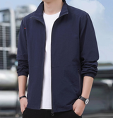 Men's Bomber Jacket with Zip and Standing Collar for Mid-Season