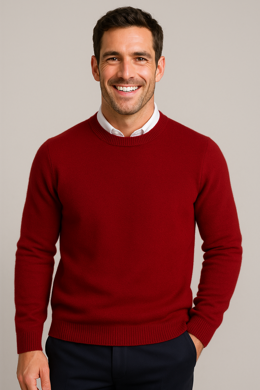 Men's Classic Knitted Sweater with Round Neck
