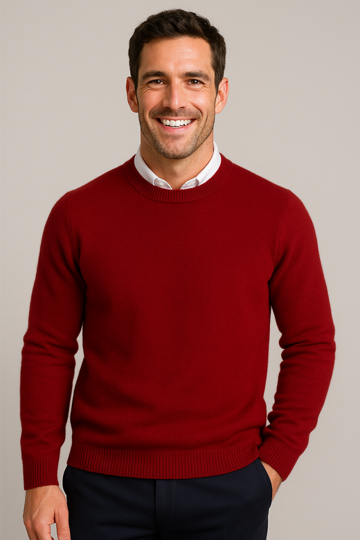 Men's Classic Knitted Sweater with Round Neck